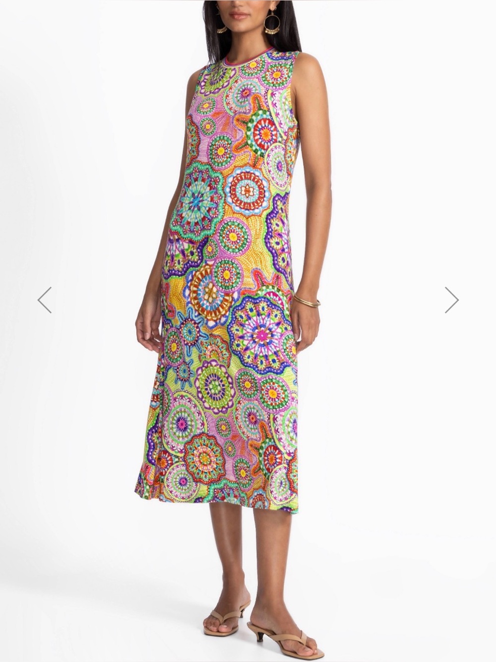 Johnny Was The Janie Favorite Midi Dress Crew Neck in Naperron Print